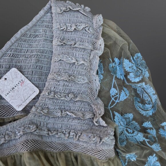 Free People Blue and Gray Embroidered Bodysuit - Picture 5 of 10